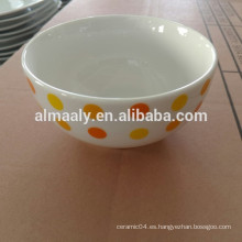 Cuenco de arroz de porcelana blanca para niños, cuenco de fideos